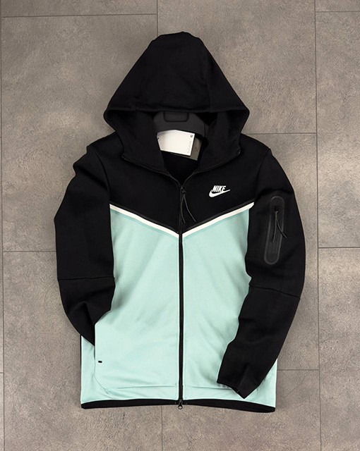 سویشرت NIKE TECH FLEECE 2021 رنگ BLACK & CYAN BLUE سایز M